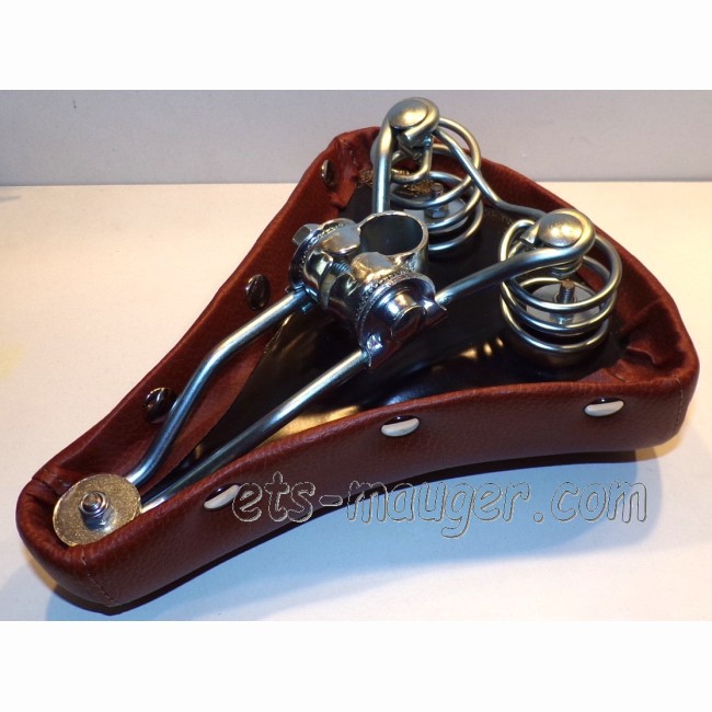 Selle marron à 2 ressort chromé