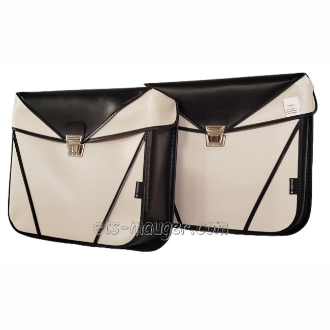 Sacoche type S16 bicolore Noir / crème à sangle (la paire)