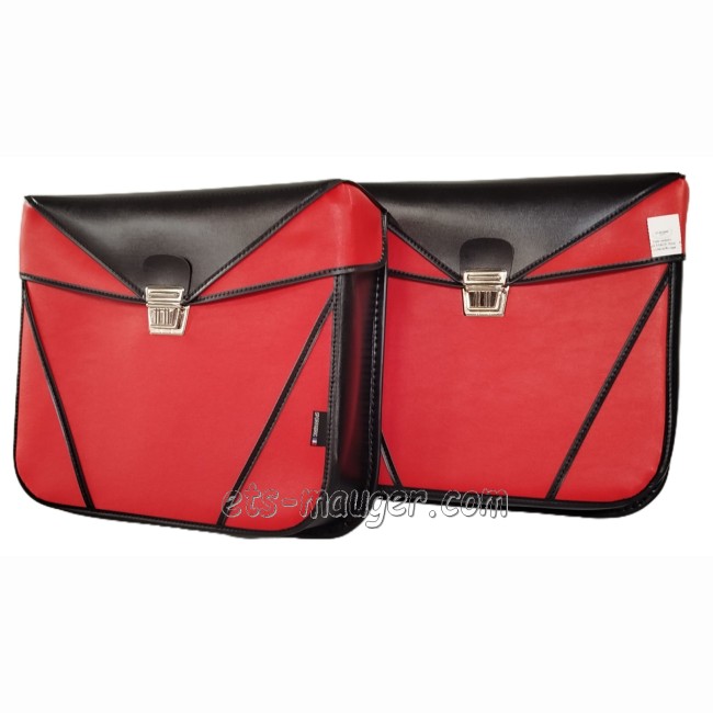 Sacoche type S16 bicolore Noir / rouge à sangle (la paire)