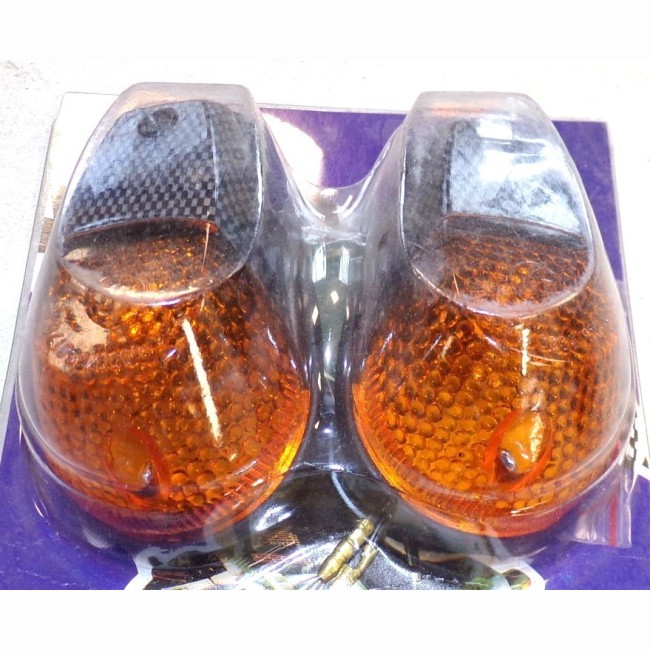 Clignotant goutte d'eau carbone orange (paire)