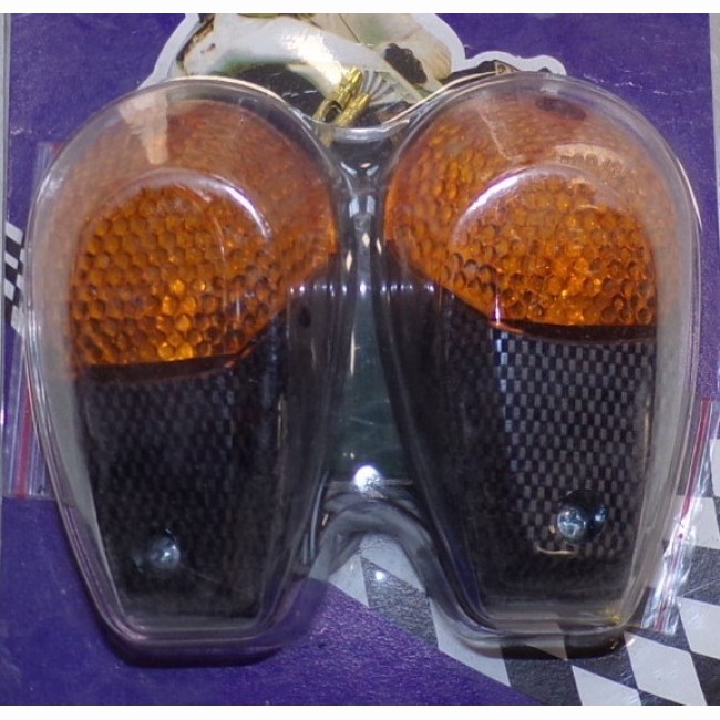 Clignotant goutte d'eau carbone orange (paire)